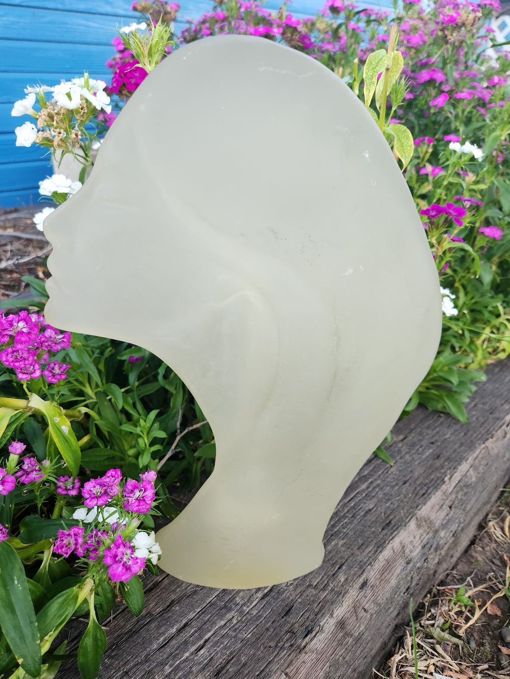 Frosted Lucite Head Sculpture - Cream Decorative Bust - Picture 2 of 13